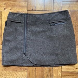 SKHOOP brown taupe wool blend zippered wrap mini skirt - small